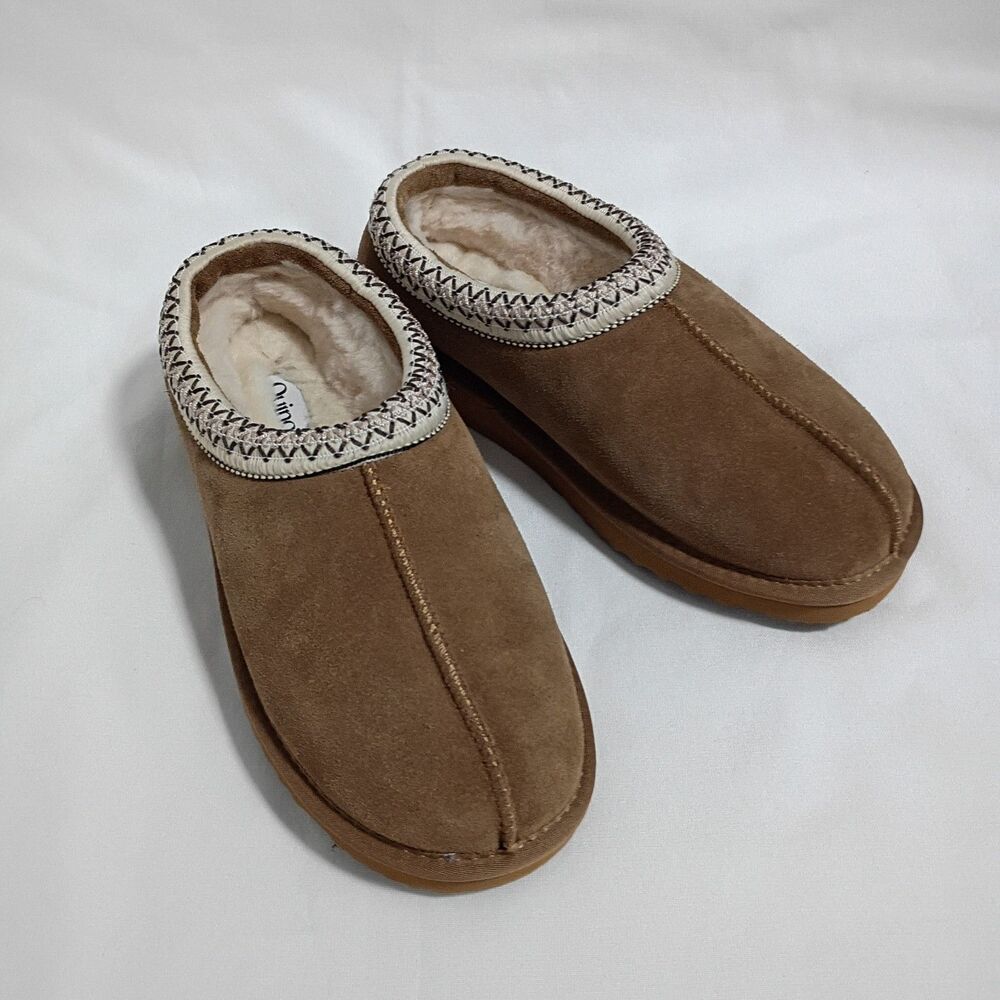 Quince Women Australian Shearling Clog Excellent Mules Slippers Pecan Shoes 9